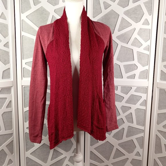 Lucky Brand Sweaters - Lucky Brand Small Cardigan Waterfall Open Front Drape Pockets Red